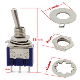 Aussel AC 125 V / 6 A On-On Mini Toggle Switch for Arduino, 3 Pins, 2 Positions - Pack of 10