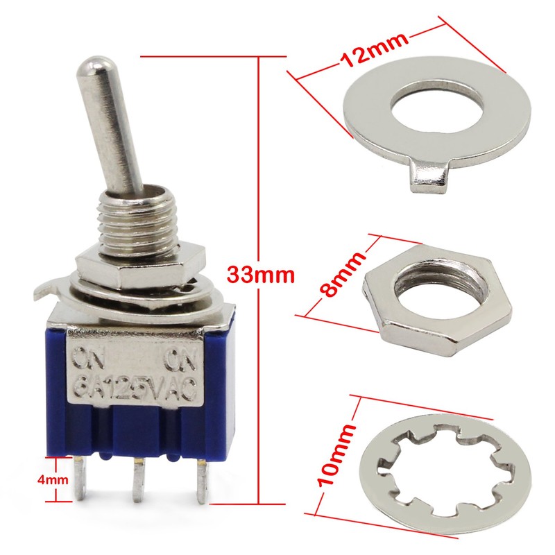 Aussel AC 125 V / 6 A On-On Mini Toggle