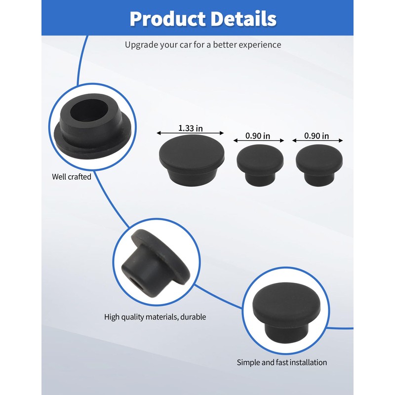 3pcs Tailgate Plugs Compatible with Jeep Wrangler JK JKU 2007-2017