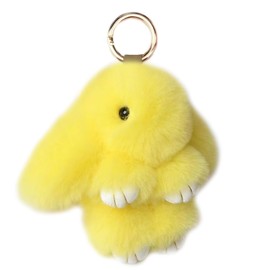 Unpafcxddyig Bunny Keychain Cute Soft Artificial fur Keychain Car Handbag Keyring, Dark Yellow
