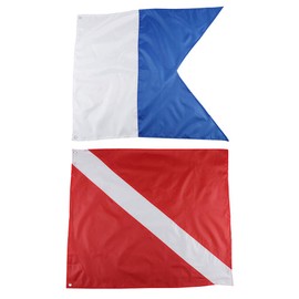 Seafard International Dive Flags - 2Pack Scuba Diver Flag (20 * 24inch) Polyester Alpha Flag Boat Marker Flag for Snorkeling, Diving, Underwater Activities