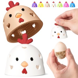 2Pcs Egg Washer for Fresh Eggs, Egg Scrubber for Fresh Eggs, Egg Brush for Cleaning Fresh Eggs, Silicone Egg Wash Cleaner Brush Tool for Backyard Coops, Self-Farming & Egg Collectors White Brown