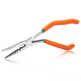 SPEEDWOX 8-Inch Pistol Grip Needle Nose Pliers Angled Needle Nose Pliers Long Nose Fishing Pliers Reduce Effort Multi Use Wire Stripper Wire Crimper Wire Cutters Bent Needle Nose Pliers