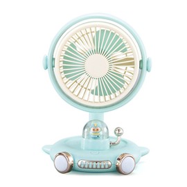 Small Desk Fan with Light USB Rechargeable Quiet Adjustable Wind and Angle Portable Desk Fan with Night Light for Home Blue