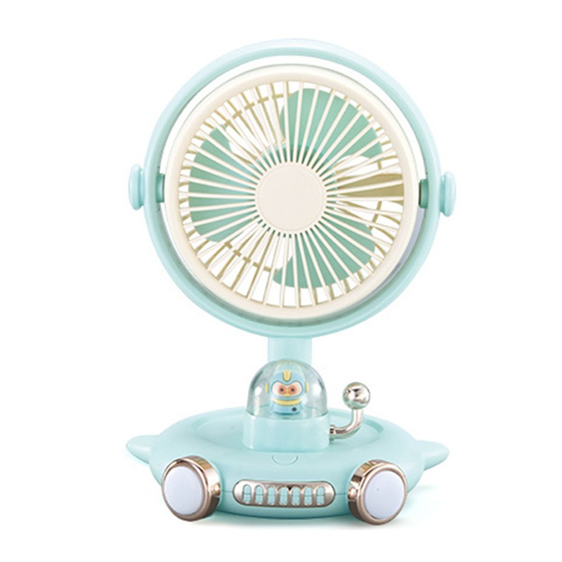 Small Desk Fan with Light USB Rechargeable Quiet Adjustable Wind