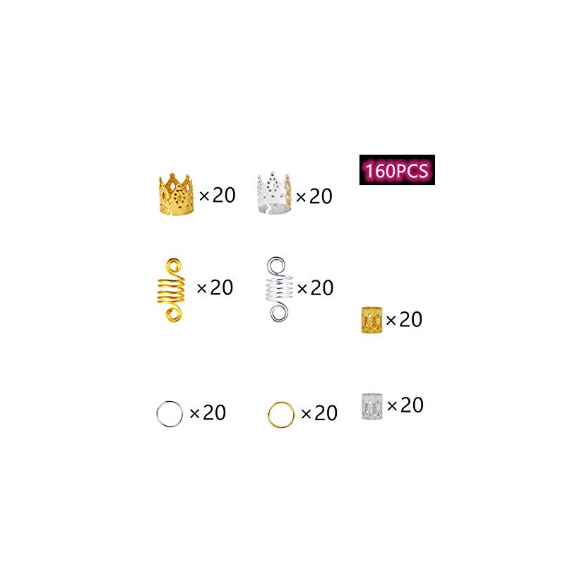 160pcs Anillos para Trenzas para el Cabello Anillo para Rastas