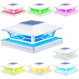 APONUO 4x4 Post Solar Lights,Post Cap Lights Solar Powered with 4 Lighting Modes,Fence Light Solar Powered Outdoor for Fence Deck Posts 4x4 6x6 Wood&4X4 5X5 Vinyl,White,8 Pack