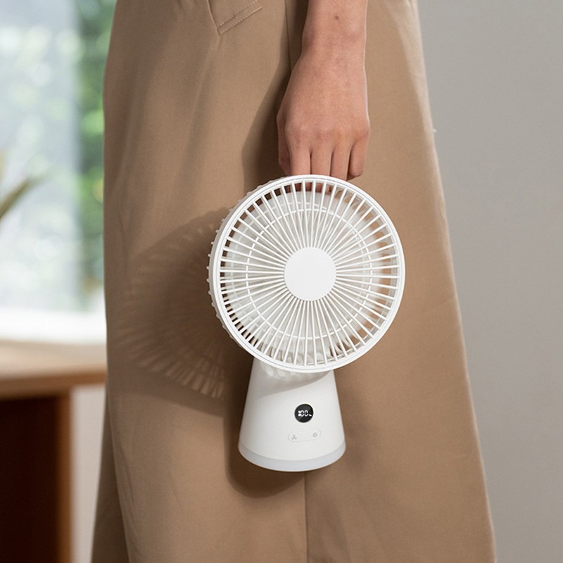 Desktop Fan Portable 5 Speed Power Display Quiet USB Rechargeable