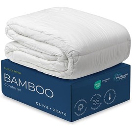 Olive + Crate 100% Cooling Bamboo Comforter from Viscose - King Size - Hypoallergenic, Breathable & Moisture-Wicking Bedding - All Season Lightweight Plush Design - Organic Bamboo King Comforter