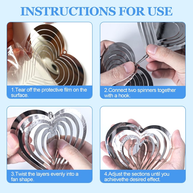 Ouraqto Heart Bird Scare Discs Set 4PCS Bird for Outside