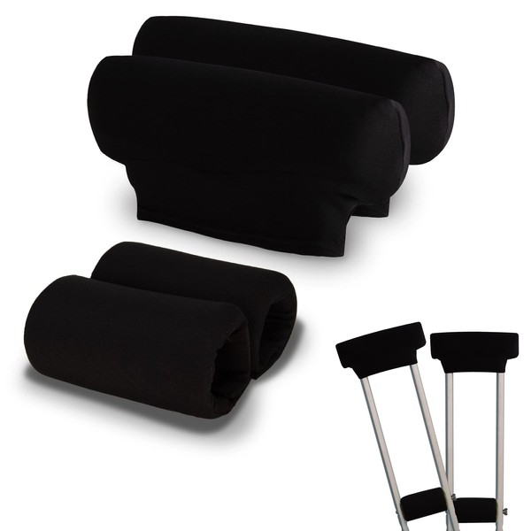 Crutch Cover Thick Pain Relief Cushion Cover Anti-Slip Washable Crutch Cover Set of 4 Black