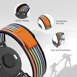 Koazon Trail Loop Nylon 22mm Watch Bands Compatible with Garmin Vivoactive 4/Venu 2/3,Soft Breathable Adjustable Woven Sports Strap for Forerunner 265/255/255 Music Men Women