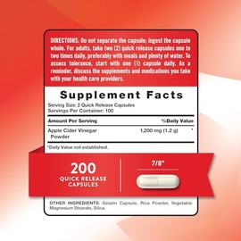 Nature Truth Vinagre Sidra Manzana 1200 200 Cápsulas Fuerza Extra Suplemento Alimenticio Omg Gluten