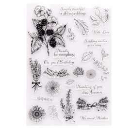 Arrietty DIY Flowers Leaves Dandelion Wheatear Greeting Words Birthday Thinking of You Clear Stamps for Card Making Decoration and DIY Scrapbooking