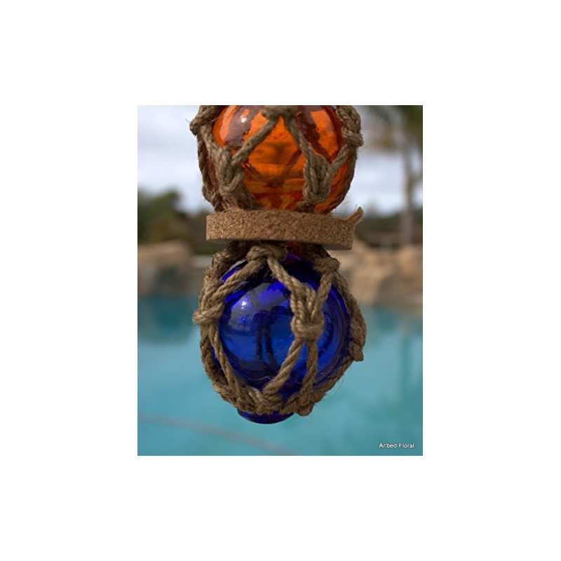 St/5 Japanese Glass Fishing Buoys 5 Assorted Colors Roped Together
