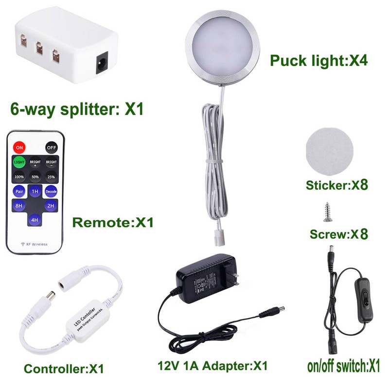 AIBOO Cabinet Light Light, Adjustable LED Lighting, Radio Control, 12