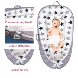 SILENT YOUTH Baby Nest Baby Lounger for Newborn Co-Sleeping for Baby 0-12M,Newborn Lounger Soft Breathable Cotton Adjustable Newborn Bassinet Mattress Portable Infant Floor Seat (colorfulPentagram)