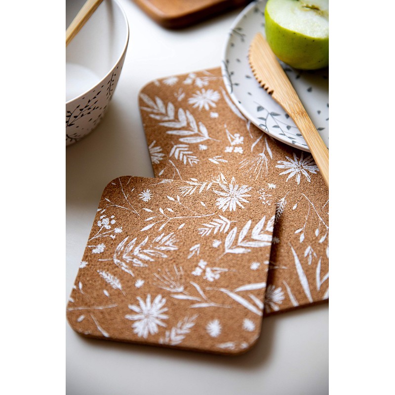 KitchenCraft Natural Elements Set of 4 Cork Coasters, 4 Biodegradable