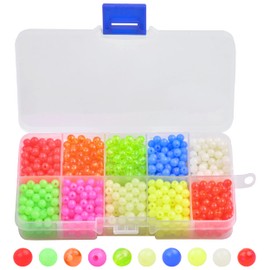 OROOTL Fishing Beads Assorted Kit - 1000pcs 5mm Round Float Glow Fishing Beads Luminous Hard Plastic Fishing Rig Beads Saltwater Freshwater Fishing Lures Tackle