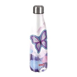 Step by Step Butterfly Maja Insulated Stainless Steel Drinking Bottle Pink Blue Butterfly for Carbonated Drinks Leak-Proof Screw Cap School & Leisure 0.5 L