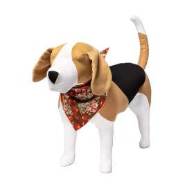 Boots & Barkley Dog Pet Pink & Red Floral Design Brown Bandana -- Size OSFM
