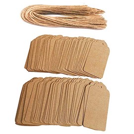 Awtlife 120pcs Kraft Paper Labels with 120pcs Jute Twine 4.5cm × 9.5cm Kraft Paper Labels