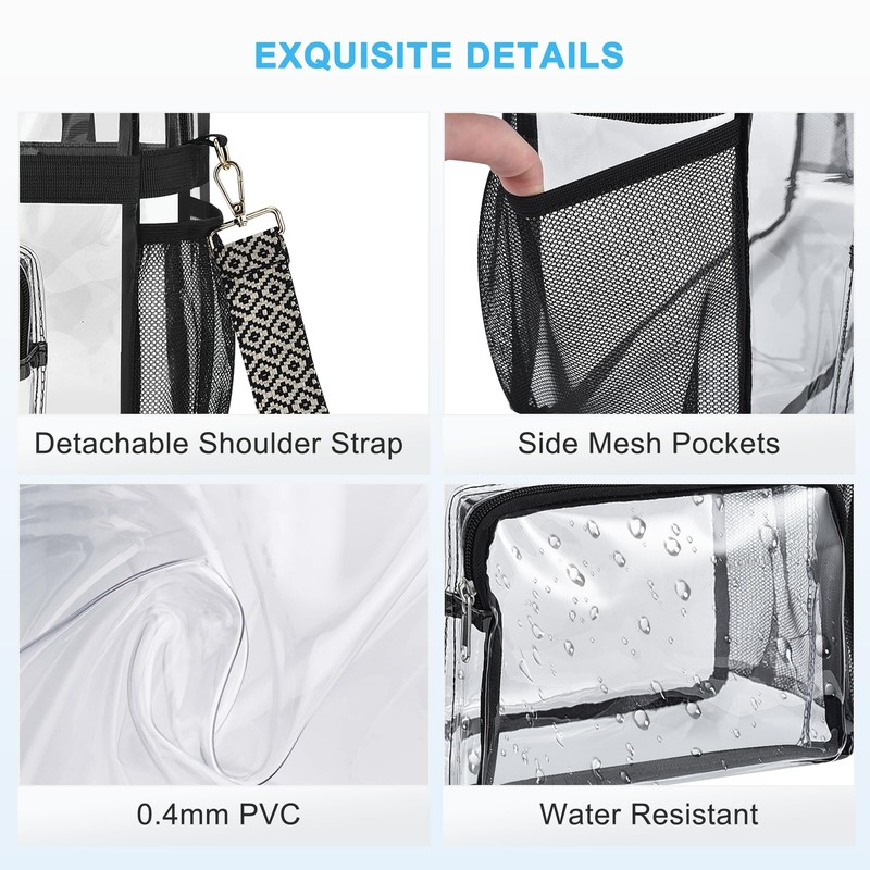 Bagenius Clear Tote Bag, 12x5.5x12 Inches Travel Tote Bag Stadium