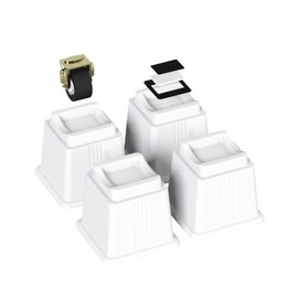 ZTON Bed Furniture Risers Elevation in Height 5" Heavy Duty Risers for Both Posts and Wheels of Sofa and BedSupport up to 2000 lbs. (Set of 4 Riser, White)