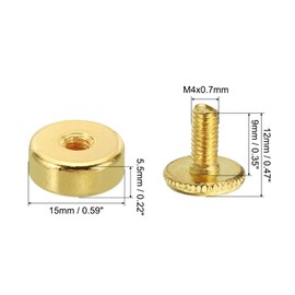 PATIKIL M4x12 Standoff Screws with Spacers, 20 Pack Wall Mounting Hardware Thumb Screw Fasteners for Acrylic Glass Signs Mirrors, Gold Tone 12mm