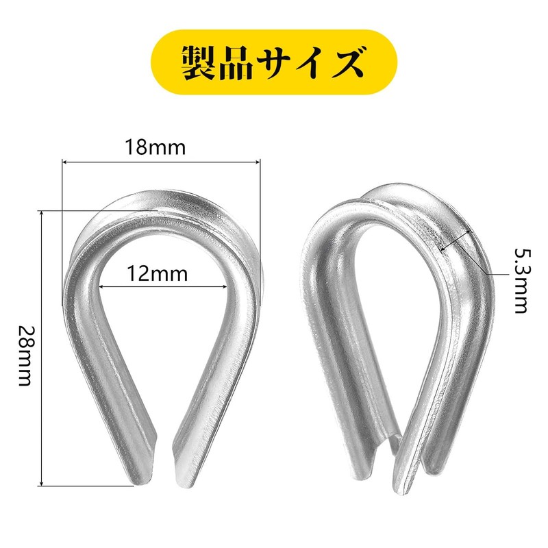 Pavike Wire Rope Thimbles (20 Pieces) M4 Stainless Steel Thimbles,