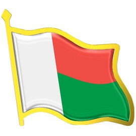 Madagascar Flag Lapel Pin - Enamel Metal National Badge | World Travel Souvenir Gifts for Men & Women | Country Flag Patriotic Brooch Bulk Pack of Pins for Hat, Tie, Clothes, Backpack (1pc)