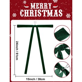 SIMISI RIBBON Dark Green Long Velvet Bows Ornaments for Christmas Tree, Wreath, Garland, Swag, Staircase, Fireplace, Door (15 * 24 inch, 6 Pieces)