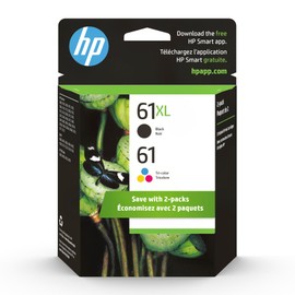 HP 61 / 61XL (CZ138FN) Ink Cartridges (Tri-Color/Black) 2-Pack in Retail Packaging