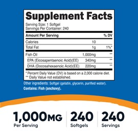 Nutricost Fish Oil 1000mg (560mg of Omega-3), 240 Softgels (2 Bottles)