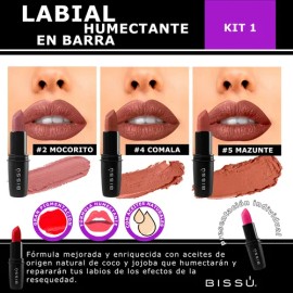 Kit 3 Labiales Bissu Formula Humectante Tonos Variados                                                                                                
