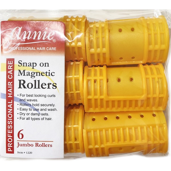 Annie Snap on Magnetic Rollers #1220, 6 Count Orange Jumbo 1-1/2 Inch (2 Pack)