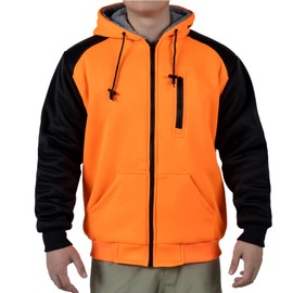 FONIRRA Hi Vis Hoodie for Men Sherpa Fleece Safety Jackets Zipper High Visibility Construction Work Sweatshirts with Black Bottom