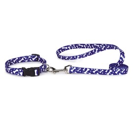 Casual Canine Nylon Pooch Patterns Dog Collar, Fits Necks 10" to 16", Blue Bone