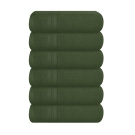 BOUTIQUO Ultra Soft 6-Piece Hand Towel Set 16x28-100% Ringspun Cotton - Durable & Highly Absorbent Hand Towels - Ideal for use in Bathroom, Kitchen, Gym, Spa & General Cleaning - Olive Green