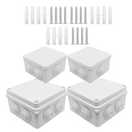 Junction Box Waterproof IP65 Surface-Mounted 85 x 85 x 50 mm, 100 x 100 x 70 mm, Junction Box with Screw, for Indoor and Outdoor Use, Pack of 4