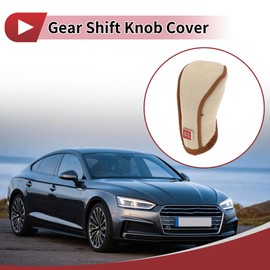 HEROFFIX 1 Pc Gear Shift Knob Cover Decoration Stick Shifting Handle Protector 12.5x6cm/4.92"x2.36" Zipper Type Beige Brown Faux Leather