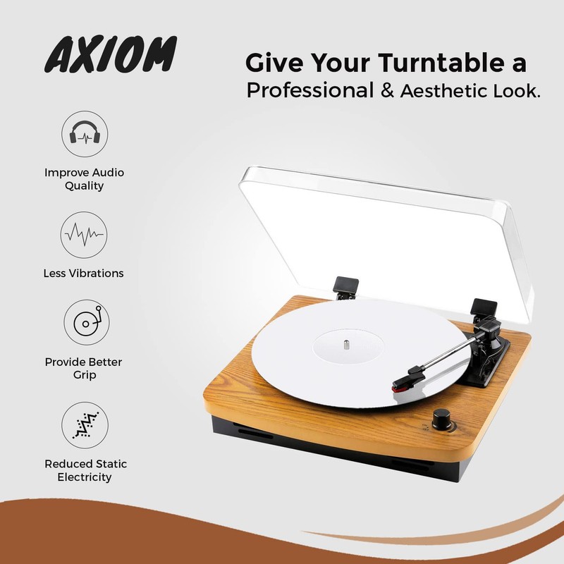 White Acrylic Turntable Mat, 11.75” Platter Slipmat for 12'' Vinyl