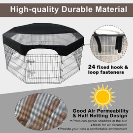 24 Inch Pet Playpen Cover 8 Panels Octagonal Pet Fence Mesh Cover Dog Playpen Sun Protection Shade Cover Waterproof Dog Playpen Top Cover Playpen Not Include VCXN