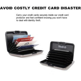 Protector de tarjeta de crédito con bloqueo RFID, carteras de aluminio con bloqueo RFID para mujeres y hombres, para tarjetas de crédito de metal (nuevo actualizado), Plateado, Cartera Rfid