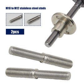OTOTEC Doppelendige Gewindebolzen, M10 auf M12, 80 mm, 304er-Edelstahl, Gewindeadapter für Stützenbefestigungen, 2 Stück