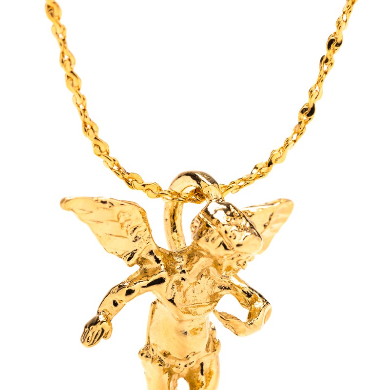 LIFETIME JEWELRY Medium Guardian Angel Pendant Necklace Charm 24K Real