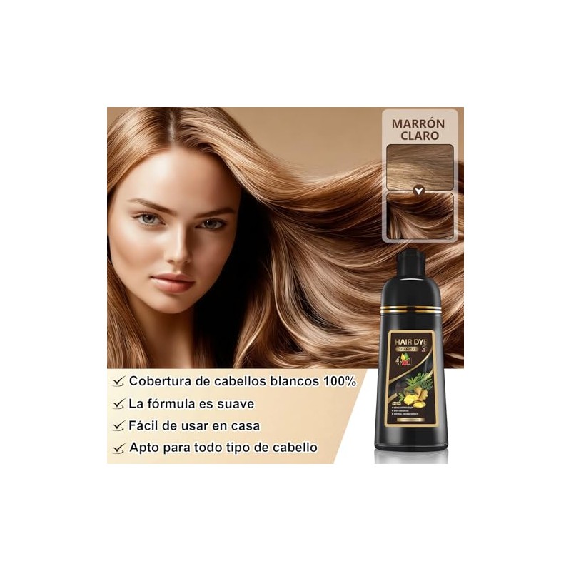 Hair Dye Shampoo Champú Tinte Instantáneo Suave Delicado Cobertura Canas
