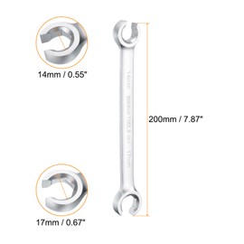 sourcing map Flare Nut Wrench 14mm x 17mm CR-V Nickel Plating Wrench for DIY Automotive Repairs and Household Maintenance