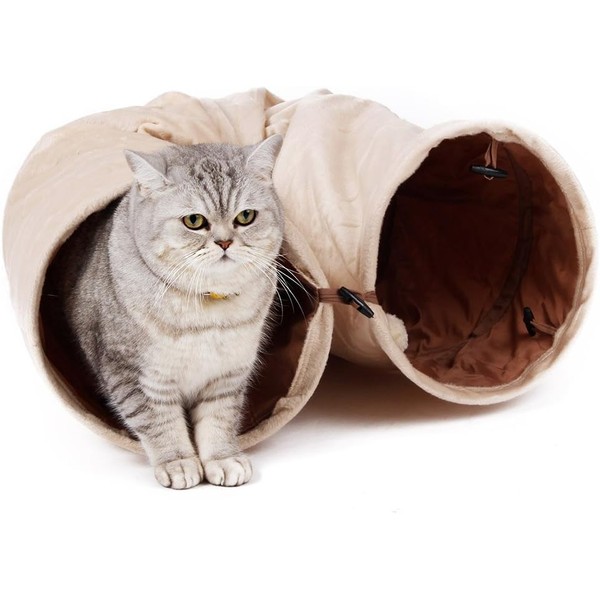 PurpurRain Cat Tunnel Extra Long Foldable Cat Toy Raschel Tunnel