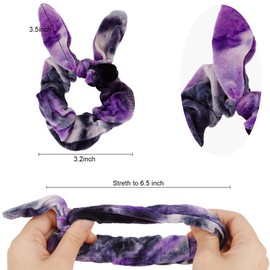 Oblihumoy 9Pcs Bow Scrunchies for Women, Bunny Ear Hair Ties Elastic Pony Holders Hair Accessories